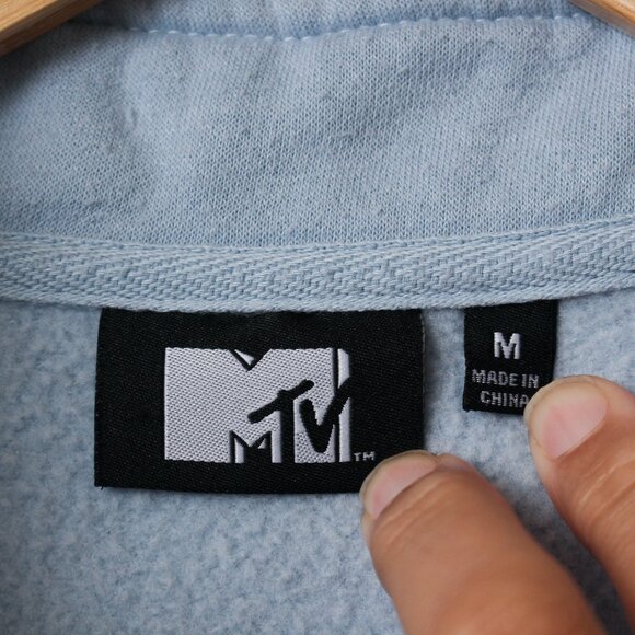 MTV Fleece Women Medium Blue Quarter Zip Pullover - Picture 4 of 7